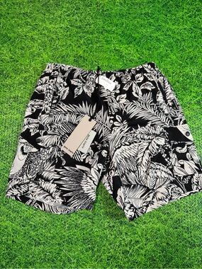 Palm Angels Swim Shorts Trunks Men's S Black White Jungle Parrot